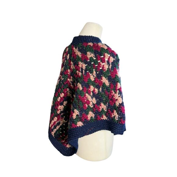 Vintage 70s Handmade Poncho Chunky Knit Child's‎ One Size Retro Pullover Shawl - Picture 3 of 8
